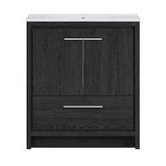 Virage 30" Freestanding Bathroom Vanity in Black Oak with Sink Top