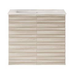 Cascade Wall-Mounted Bathroom Vanity in White Oak with 3-Hole Sink Top