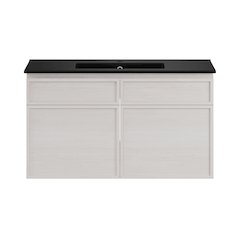 St. Tropez 36" Wall-Mounted Bathroom Vanity in White Oak with Black Sink Top
