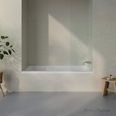 Right Drain Soaking Alcove Bathtub in Glossy White with Integrated Armrest