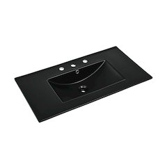36" 3-Hole Widespread Vanity Sink Top in Glossy Black