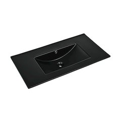 36" Zero Hole Vanity Sink Top in Glossy Black