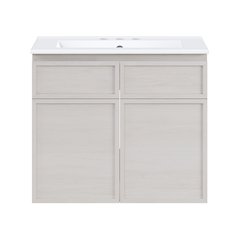 24" Wall-Mounted Bathroom Vanity in White Oak with 3-Hole Centerset Sink Top