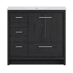 Virage Freestanding Bathroom Vanity in Black Oak with 3-Hole Widespread Sink Top