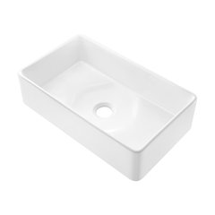 Elegance Single Basin Fireclay Workstation Kitchen Sink in Glossy White