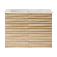 Cascade Wall-Mounted Bathroom Vanity in Natural Oak with 3-Hole Sink Top