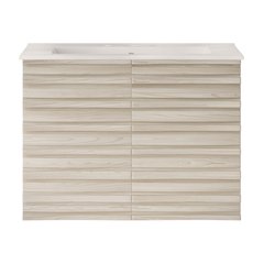 Cascade Wall-Mounted Bathroom Vanity in White Oak with 3-Hole Sink Top