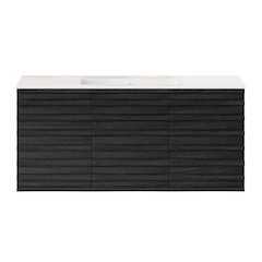 Cascade 48" Wall-Mounted Bathroom Vanity in Black Oak with Sink Top