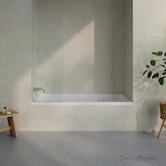Left Drain Soaking Alcove Bathtub in Glossy White with Integrated Armrest