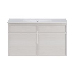 36" Wall-Mounted Bathroom Vanity in White Oak with 3-Hole Widespread Sink Top