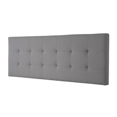 Gray Upholstered Queen Headboard with Rubberwood Frame and Padded Design