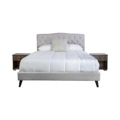 Rachel Upholstered Queen Bed In A Box W/ 2 Nightstands
