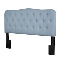 Light Blue Upholstered King Headboard with Rubberwood Frame and Elegant Design