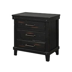 Black Nightstand with 3 Drawers, 3 Tier Storage Organizer Cabinet