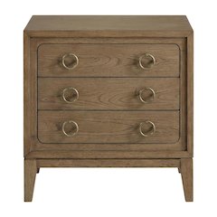 Latte Nightstand with 3 Drawers and Usb Charging Port for Bedroom Storage
