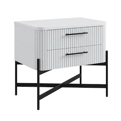 White Transitional Bedroom Nightstand with Sleek Design and Durable Construction