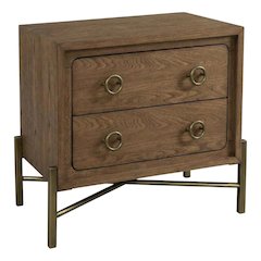 Latte Nightstand with 2 Drawers and Usb Charging Port for Bedroom Use