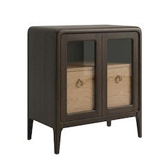 Peppercorn Glass Door Nightstand with Transitional Casual Style