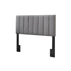 Gray Upholstered Queen Headboard with Soft Fabric and Modern Design