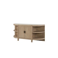 Elements Curved 2-Door Console Table Marble Top - Toffee