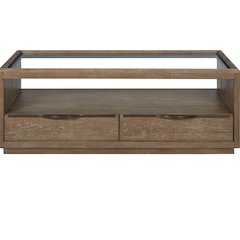 Transitional Elements Glass Top Cocktail Table - Cocoa