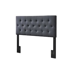 Black Upholstered Queen Headboard with Padded Design and Sturdy Frame