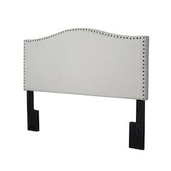 Off White Upholstered King Headboard, Solid Rubberwood Frame