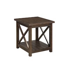 Rustic Farmhouse End Table in Walnut – Solid Wood Square Accent Table