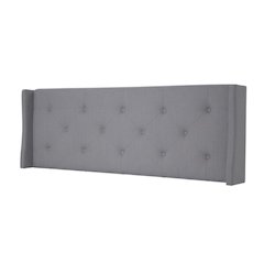 Gray Upholstered Queen Headboard with Solid Rubberwood Frame and Sturdy Design