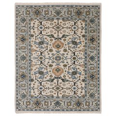 Casual Rug 6' X  9' Size in Ivory/ Blue Color