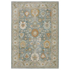 Traditional Rug 5' 3" X  7' 6" Size in Blue/ Rust Color
