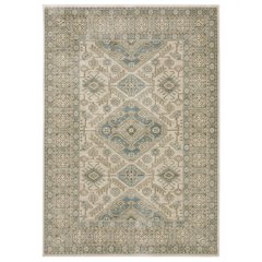 Casual Rug 6' 7" X  9' 6" Size in Beige/ Blue Color