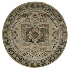 Round Casual Rug Made of Nylon/PolyP, Green color