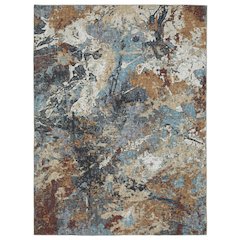 Contemporary Rug 7' 6" X 10' Size in Blue/ Rust Color