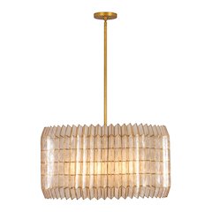 Fractal 28-in 8 Light (40-watt) Oxidized Gold Leaf Chandelier