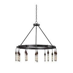 Matte Gun Metal 12-Light Industrial Chandelier, Belen Kox