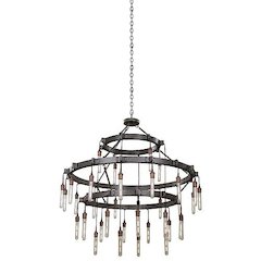 Matte Gun Metal 36-Light 3 Tier Industrial Chandelier, Belen Kox