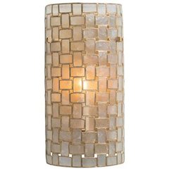 Oxidized Gold Leaf Capiz Shell Sconce, Belen Kox