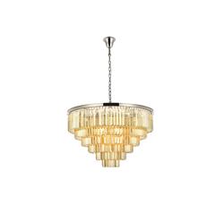 Sydney 33 light polished nickel Chandelier Golden Teak (Smoky) Royal Cut Crystal