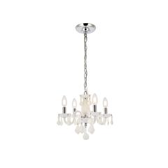 Rococo 4 light white Pendant White Royal Cut Crystal