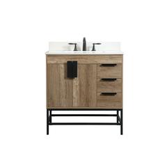 32 inch Single bathroom vanity in natural oak with backsplash