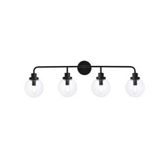 Hanson 4 lights bath sconce in black with clear shade
