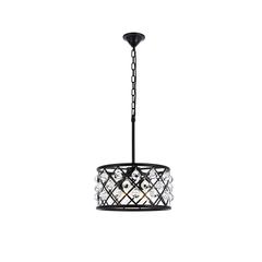 Madison 4 light Matte Black Pendant Clear Royal Cut Crystal