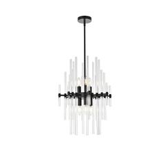 Sienna 17 inch crystal rod pendant in black