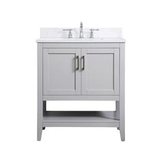 30 inch Single Bathroom Vanity in Grey with Backsplash
