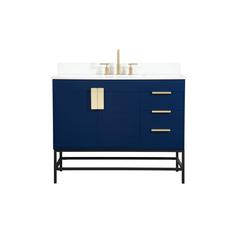 42 inch Single bathroom vanity in blue with backsplash