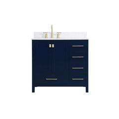 36 inch Single Bathroom Vanity in Blue with Backsplash
