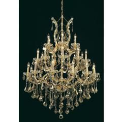 Maria Theresa 28 light Gold Chandelier Golden Teak (Smoky) Royal Cut Crystal