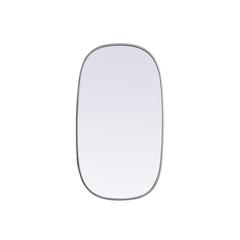 Metal Frame Oval Mirror 20x36 Inch in Silver