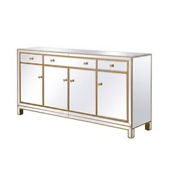 Gold mirrored credenza with sleek modern design and spacious storage